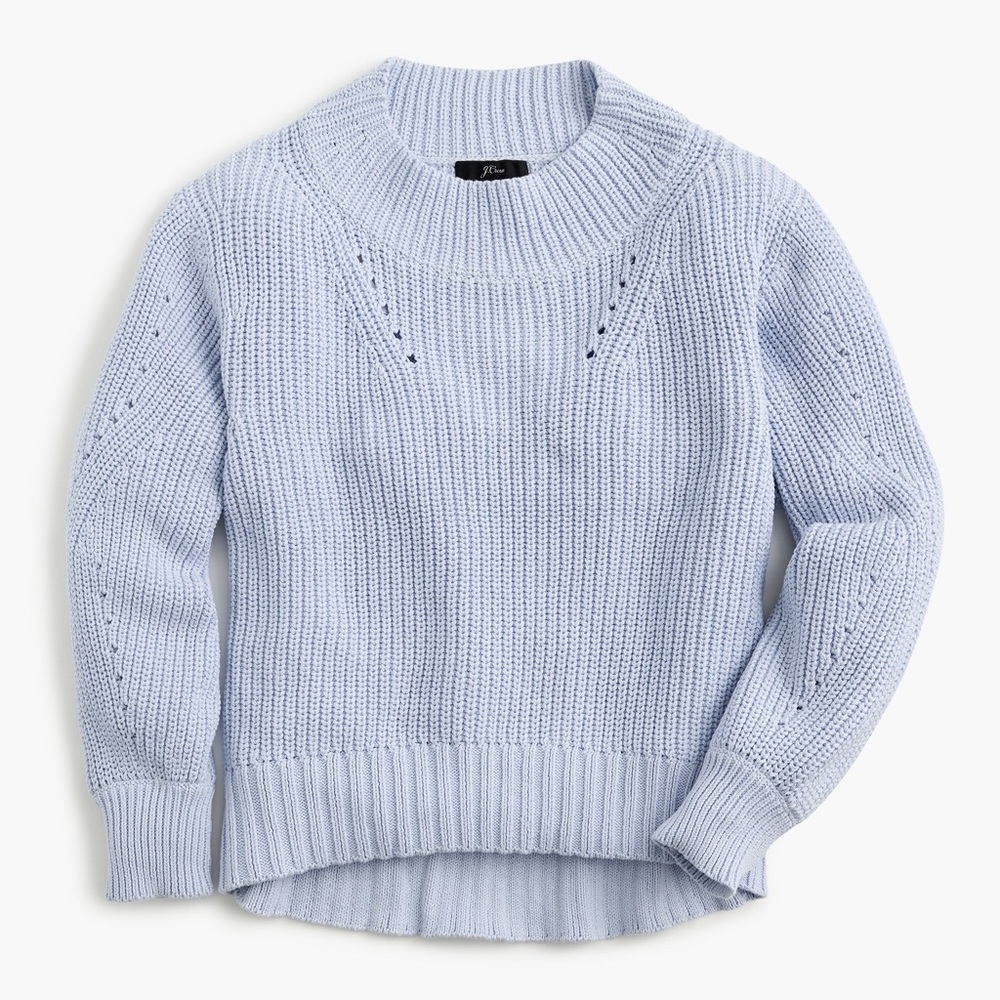J. Crew Pointelle Crewneck Cropped 100% Cotton Sweater Women's XS Lavender Color
